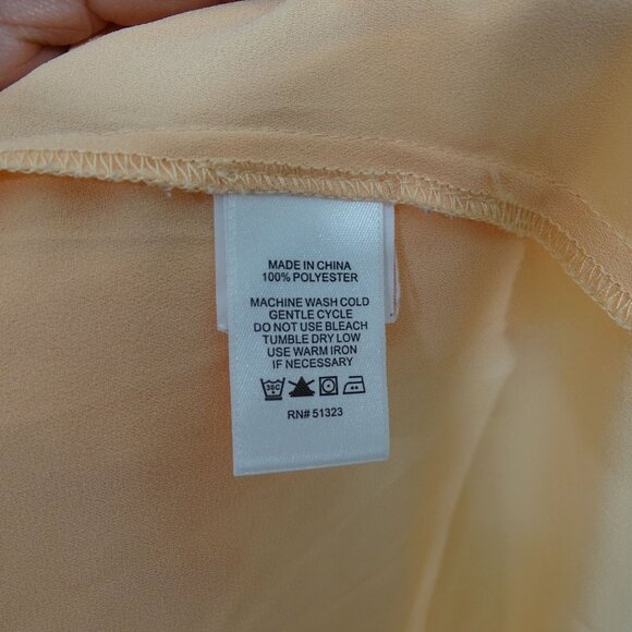 CeCe Peach Orange Flowy Short Sleeve Blouse Women Size XL Semisheer Keyhole Back - Picture 6 of 8